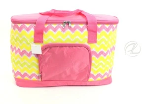 Insulated Grocery Bag Cooler Large Beach Picnic Bag NEW Pink Plastic Canvas NWT - Picture 1 of 9