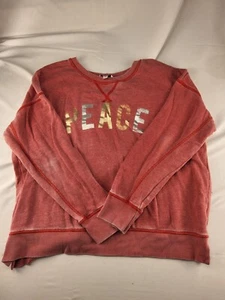 Womens American Eagle Red Sweatshirt Size XL Peace - Picture 1 of 3