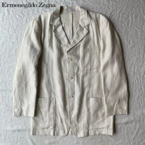 Chaqueta a medida Ermenegildo Zegna de lino a rayas para hombre L edición limitada modelo raro - Imagen 1 de 18