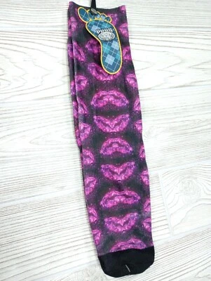 Cosmic Kiss Lips Socks Pink Purple Unisex Novelty Crew Dress Long Footwear NWT - Image 1 of 2