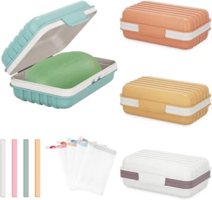 4 Pcs Travel Soap Box Holder Case with Lid, Portable Colorful Soap Dishes Contai - Picture 1 of 6
