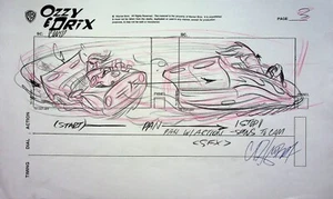 OZZY & DRIX TV 2002 Firmado por DAN KUBAT Producción Página de Guión Gráfico Dibujada a Mano #KB - Imagen 1 de 2