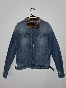 Guess Rex Jacket Womens Denim Sz L Embroidered ALL OR NOTHING - Picture 1 of 6