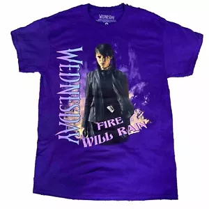 Wednesday Addams Herren Fire Will Rain Grafikdruck T-Shirt LARGE - Bild 1 von 4