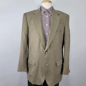 Alan Flusser Men's Sport Coat Blazer Two Button Houndstooth Silk Wool Brown 42R - Picture 1 of 15