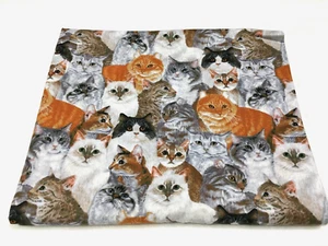 Packed Cats Allover Fabric David Textiles Polished Cotton 2 Yards x 44" - Picture 1 of 6