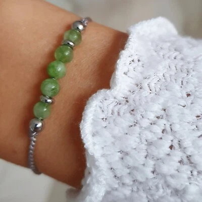 Geburtsstein August Peridot Armband echte Edelstein Perlen Damen Schmuck Amulett - Bild 1 von 4