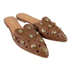 scivoli piatti in pelle marrone marrone marrone chiaro Italia pelle donna UK 4 EU 37 nuovi Gardini - Foto 1 di 8