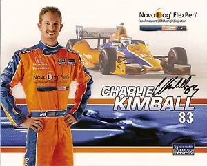 2013 CHARLIE KIMBALL signed INDIANAPOLIS 500 PHOTO CARD INDY CAR HONDA diabetes - Picture 1 of 1