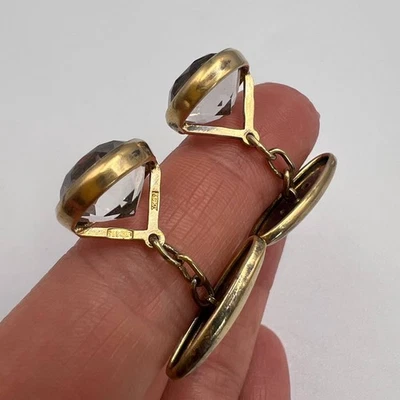 Único Vintage Ruso Piedras Preciosas Gemelos Hombres Dorado Plata 875 Roca Cristal Caja Foto 1 de 4