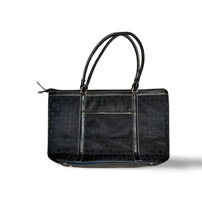 Maletín de cuero negro de gran tamaño Merona para computadora portátil Foto 1 de 4