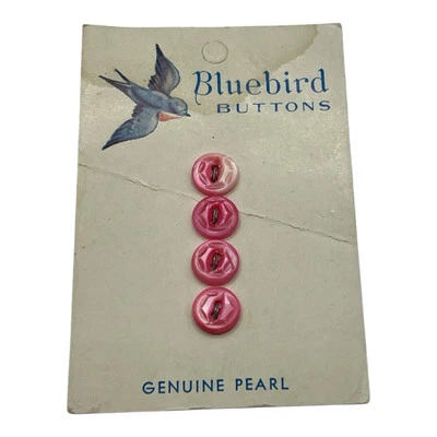 Vintage Bluebird Buttons Genuine Pearl Pink - Image 1 of 3