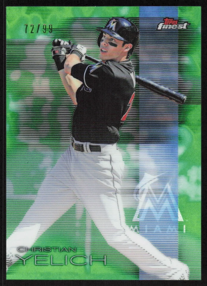 2016 Topps Finest Green Refractor #93 Christian Yelich /99 Miami Marlins - Image 1 of 2