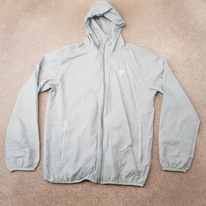 Adidas Mens Jacket Medium Grey Silver Windbreaker Firebird SST Originals Trefoil - Picture 1 of 8