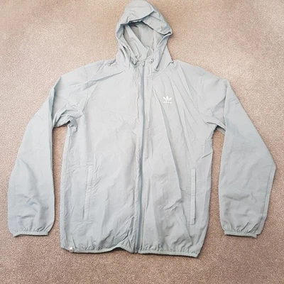 Adidas Mens Jacket Medium Grey Silver Windbreaker Firebird SST Originals Trefoil - Image 1 of 4