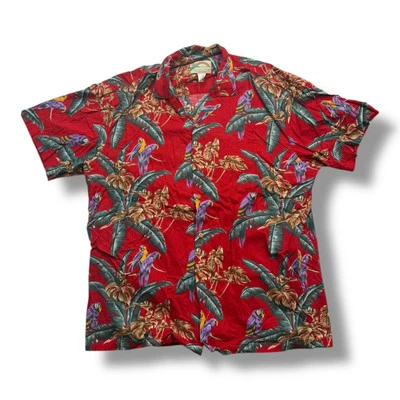 Camisa Aloha Vintage Años 80 Paradise Found Algodón Rojo Tom Magnum Pi XXL Jungle  Foto 1 de 4