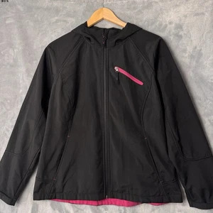 Free Tech Hooded Jacket Women's LG Black Full Zip Fleece Lined Pockets - Picture 1 of 9