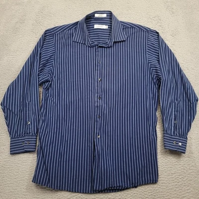 Calvin Klein Men's 16.5 32/33 Blue Stripe Long Sleeve Button Up Dress Shirt - Image 1 of 4