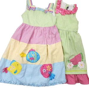 Rare Editions Summer Dresses Girls 6 Multi Ruffle Trim Tiered Gingham Seersucker - Picture 1 of 7