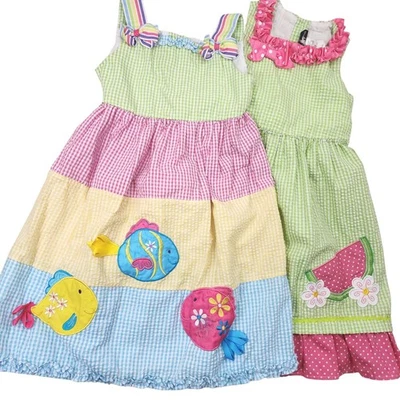 Vestidos de Verano Ediciones Raras Niñas 6 Multi Volantes Borde en Niveles Gingham Seersucker Foto 1 de 4