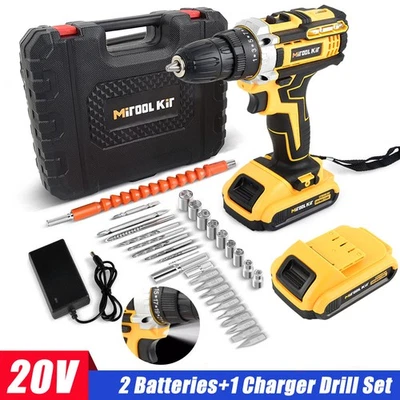 MITOOL KIT 20V Electric Drill 3/8" Power Tool Cordless Screwdriver Drill Set with Battery