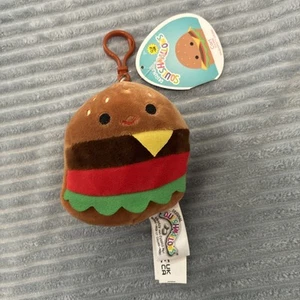 Llavero clip Squishmallow Carl the Cheeseburger 3,5 pulgadas nuevo - Imagen 1 de 2