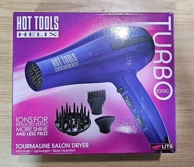 NUEVO Hot Tools Turbo Ionic Turmalina Salón Secador 1875w Azul Foto 1 de 2