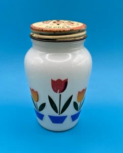 Vintage Fire King Anchor Hocking Tulip Milk Glass Pepper Shaker w/Lid 4 1/2" - Picture 1 of 11