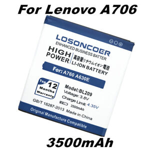 LOSONCOER 3500mAh BL209 BL 209 do Lenovo A760 Bateria A706 A820E A630E A516 A39