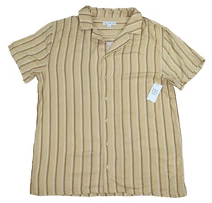 And Now This Striped Rayon Short Sleeve Men's Button Down Shirt XL NWT Sand - Picture 1 of 2