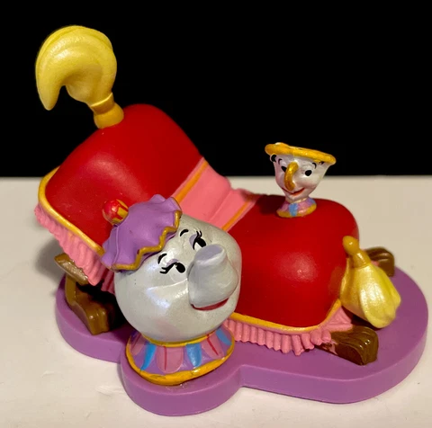 Disney Mrs Potts Chip & Sultan Footstool Figure Cake Topper Beauty & The Beast Cover