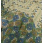 Sanskryti Vintage Sari Indyjskie kremowe 100% czysta bawełna Nadruk Sari Craft Tkanina