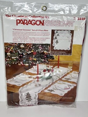  Juego de 4 colchonetas verde Navidad Paragon 6440 kit punto de cruz 1978 Foto 1 de 4