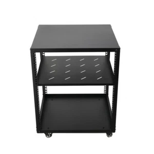 12U 4 Post Open Frame 19 inch Server Rack Network Enclosure Load 500 lbs Black - Afbeelding 1 van 12