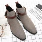 Men's Leather Casual Chelsea Boots Dress Ankle Chukka Shoes Buckle Strap shoes 