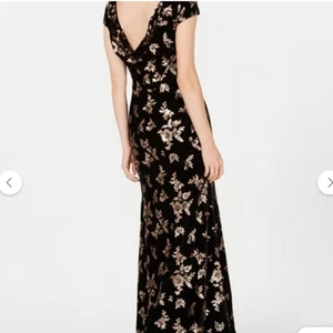 Calvin Klein Sequin Black Copper Velvet Cowl Neck Elegant Dress Gown 16 - Picture 1 of 9