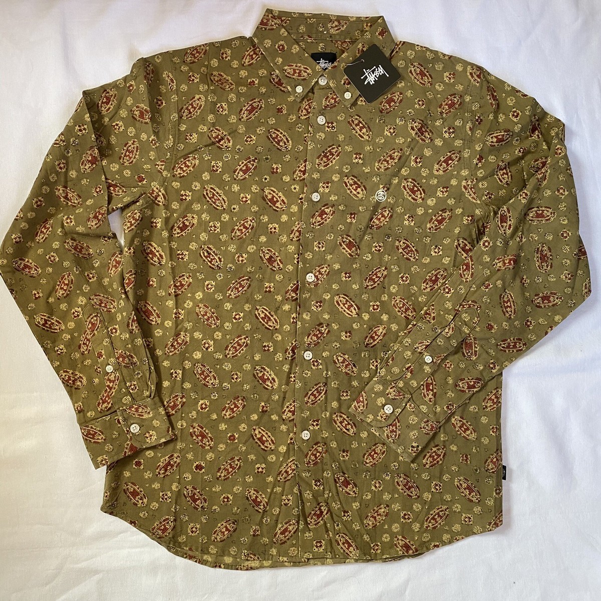 Stussy Paisley Button-Up Casual Button-Down Shirts for Men Stussy Paisley Button-Up Casual Button-Down Shirts for Men
