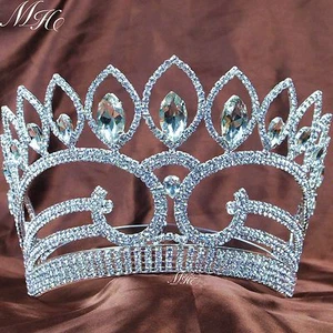 Fantastic Large Tiaras 5.5" Pageant Crowns Rhinestones Wedding Party Hair Diadem - Picture 1 of 11
