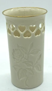 Lenox Vase Hearts Roses Gold Rim 8" Tall Bud Table Collectible - Picture 1 of 4