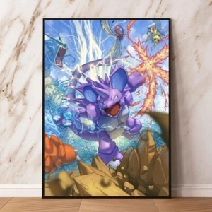 Nidoking PokeArt Canvas Poster Anime wall Art home decor Gift fan art Pokémon - Picture 1 of 9
