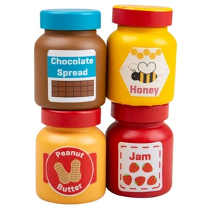 Bigjigs Toys frascos y untables de madera juego de rol simulado juegos de comida - Imagen 1 de 3