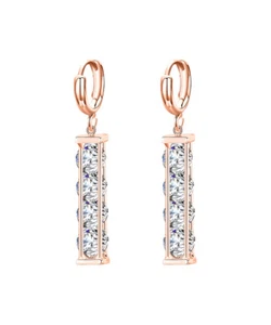 Boucles d'oreilles en cristal Swarovski rose - Photo 1/3
