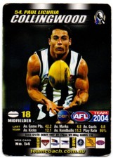 2004 AFL TEAMCOACH BASE / COMMON CARD - 54 Paul LICURIA (COLLINGWOOD)