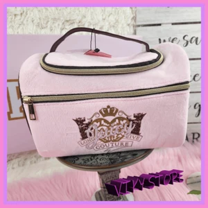 NWT Juicy Couture Pink Velvet Train Case Front & Top Zippers NWT - Picture 1 of 6