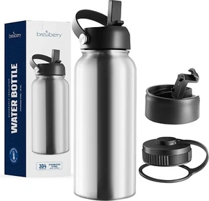 Stainless Steel Insulated Water Bottle and Travel Mug 40 OZ - Stainless Steel - Picture 1 of 6
