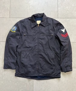 Giacca Tomcat Vintage anni 70 US Navy Utility Blu Scuro Popeline Deck F-14 Patch 40L - Foto 1 di 16
