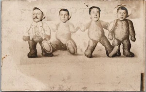 RPPC Postcard Family Posing Studio Cutout Bears Balls Mills PA JC4 - Picture 1 of 2