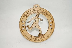 MALE WORLD'S BEST PLAYER SOCCER  LASER CUT ORNAMENT - Picture 1 of 1