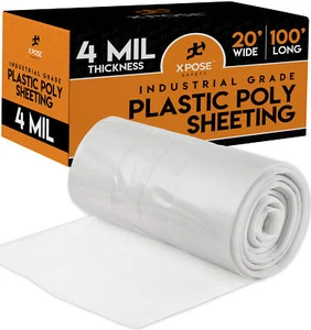 Hoja de polietileno transparente - 20x100 pies - lona de plástico resistente, 4 milímetros de espesor - Imagen 1 de 1