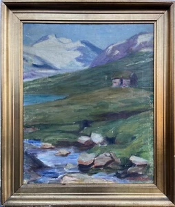 Impressionista Mimi Falsen 1861-1957 Paesaggio In Norvegia Dipinto A Olio - Bild 1 von 13